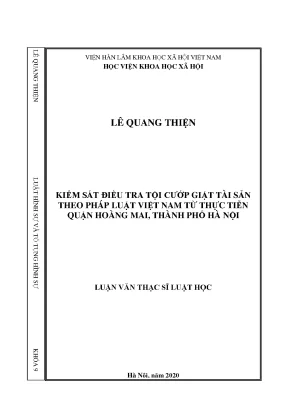 Nghiên cứu tội cướp giật tài sản tại quận Hoàng Mai, Hà Nội