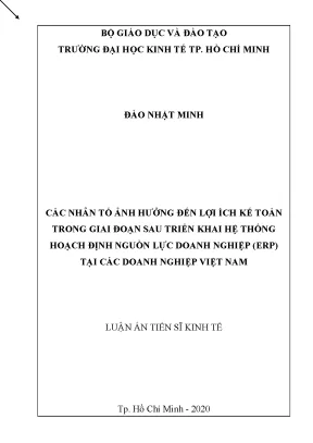 Nhân tố ảnh hưởng đến lợi ích kế toán sau triển khai ERP