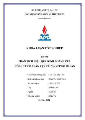 Phân Tích Hiệu Quả Kinh Doanh Công Ty Cổ Phần Vận Tải Hải An