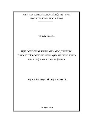 Hợp đồng nhập khẩu máy móc đã qua sử dụng theo pháp luật
