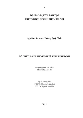 Nghiên cứu tổ chức lãnh thổ kinh tế tỉnh Bình Định