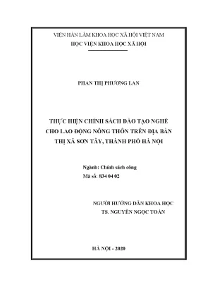 Đào Tạo Nghề Cho Lao Động Nông Thôn Tại Thị Xã Sơn Tây, 