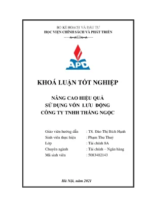 Tối ưu hóa hiệu quả sử dụng vốn lưu động tại Công ty