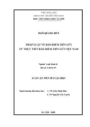 Nghiên cứu bảo hiểm tiền gửi tại Việt Nam: Luận án tiến