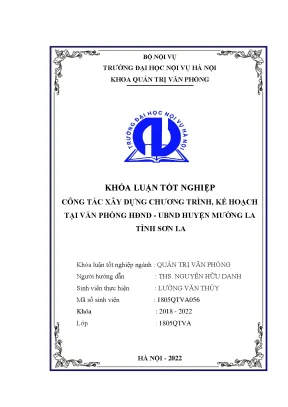 Xây Dựng Chương Trình Kế Hoạch Tại Văn Phòng HĐND UBND 