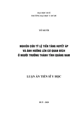 Nghiên cứu tỷ lệ tiền tăng huyết áp và ảnh hưởng đến cơ 
