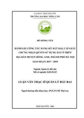 Đánh Giá Công Tác Đăng Ký Đất Đai Tại Huyện Đông Anh