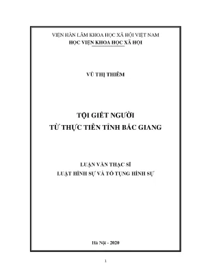 Nghiên cứu tội giết người tại Bắc Giang: Thực tiễn và