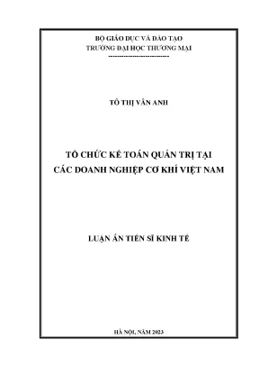 Kế Toán Quản Trị Trong Doanh Nghiệp Cơ Khí Việt Nam