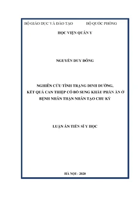 Nghiên cứu dinh dưỡng và can thiệp khẩu phần cho bệnh 