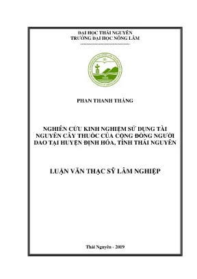 Nghiên cứu kinh nghiệm sử dụng cây thuốc của người Dao 