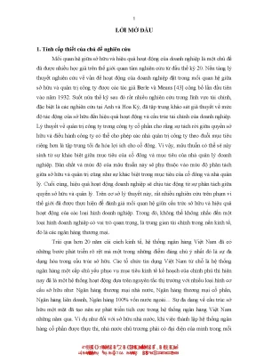 Cấu trúc sở hữu và hiệu quả hoạt động của ngân hàng
