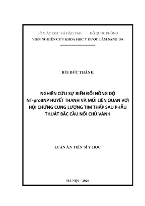 Nghiên cứu nồng độ nt-proBNP và hội chứng cung lượng tim 