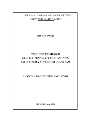 Chính sách giáo dục pháp luật cho thanh niên tại Duy 