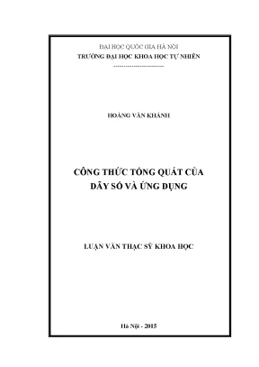 Công Thức Tổng Quát Dãy Số và Ứng Dụng Trong Luận Văn 
