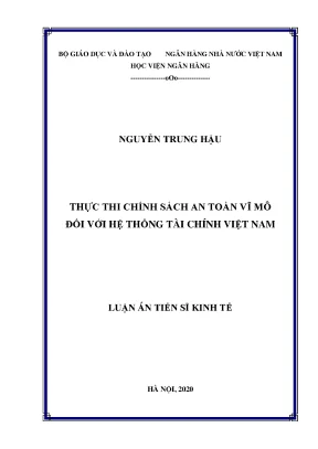Chính sách an toàn vĩ mô cho hệ thống tài chính Việt Nam