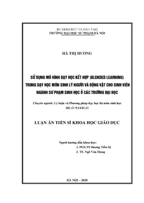 Mô Hình Blended Learning Trong Dạy Học Sinh Lý Cho Sinh 