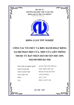 Tổ Chức và Điều Hành Hoạt Động Tại Bộ Phận Một Cửa Liên 