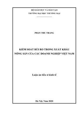 Chiến lược kiểm soát rủi ro xuất khẩu nông sản cho doanh 