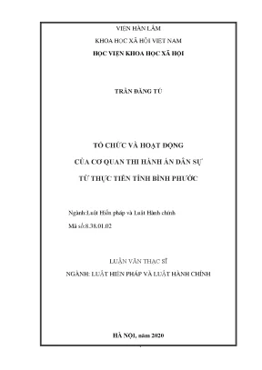 Tổ Chức và Hoạt Động Cơ Quan Thi Hành Án Dân Sự Tại Bình