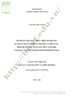 Đánh giá kế hoạch sử dụng đất quận Ngũ Hành Sơn