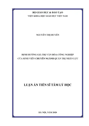 Luận án tiến sĩ: Định hướng giá trị văn hóa công nghiệp 
