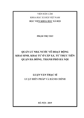 Nghiên cứu quản lý khai sinh, khai tử tại quận Hà Đông, 
