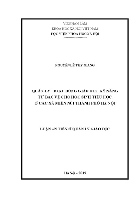 Giáo Dục Kỹ Năng Tự Bảo Vệ Cho Học Sinh Tiểu Học Ở Miền