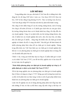 Phương Pháp Xác Định Giá Trị Doanh Nghiệp Tại VVFC