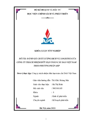 Đánh Giá Chất Lượng Dịch Vụ Logistics Tại Công Ty TNHH 