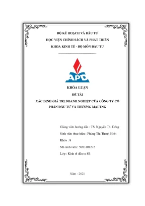 Xác định Giá Trị Doanh Nghiệp TNG: Luận Văn Tốt Nghiệp