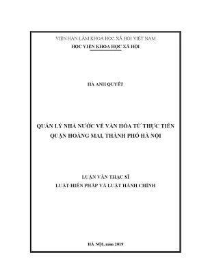 Quản lý văn hóa tại quận Hoàng Mai, Hà Nội: Nghiên cứu