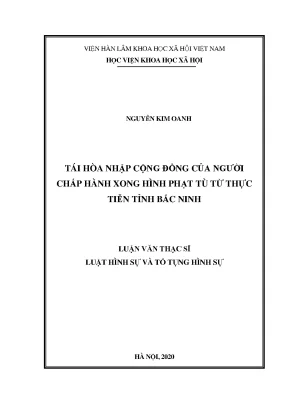 Tái Hòa Nhập Cộng Đồng Cho Người Chấp Hành Xong Hình