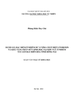 Đánh giá ô nhiễm diệt cỏ đioxin và khả năng phân hủy