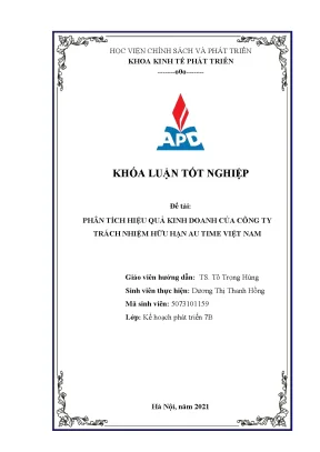 Phân Tích Hiệu Quả Kinh Doanh Công Ty Au Time Việt Nam