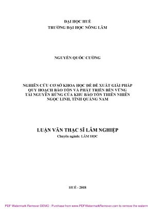 Giải pháp quy hoạch bảo tồn và phát triển bền vững tài 