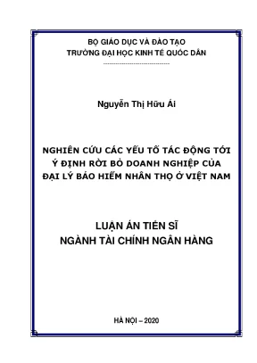 Nghiên cứu yếu tố ảnh hưởng đến ý định rời bỏ của đại lý