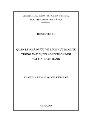 Quản lý nhà nước trong xây dựng nông thôn mới tại Cao