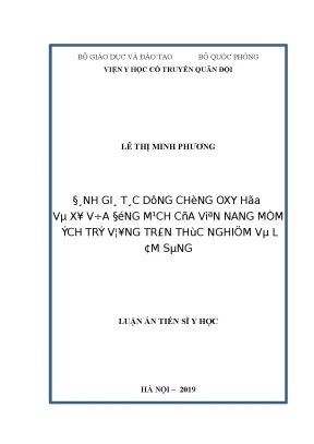 Đánh giá tác dụng chống oxy hóa và xơ vữa động mạch của 