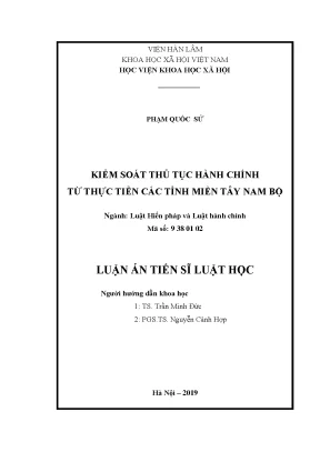 Kiểm Soát Thủ Tục Hành Chính Tại Các Tỉnh Miền Tây Nam Bộ