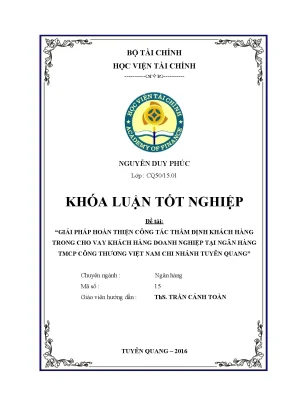 Giải pháp nâng cao thẩm định khách hàng cho vay doanh 