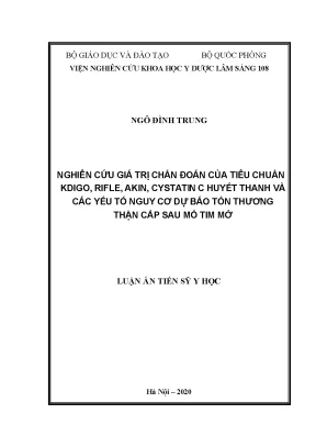 Nghiên cứu giá trị chẩn đoán của cystatin C huyết thanh 