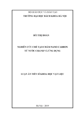 Nghiên cứu chế tạo chấm nano carbon từ nước chanh và ứng 