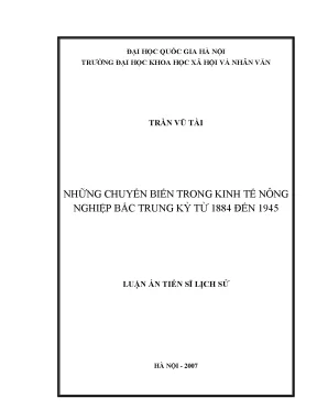 Chuyển Biến Kinh Tế Nông Nghiệp Bắc Trung Kỳ (1884-1945)