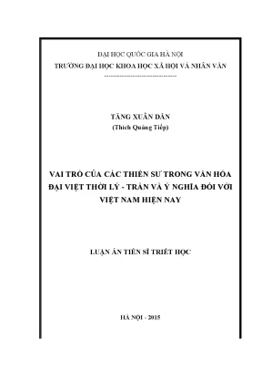 Vai trò của thiền sư trong văn hóa Đại Việt thời Lý Trần 