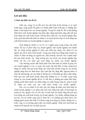 Đánh giá tài chính và nâng cao hiệu quả kinh doanh của