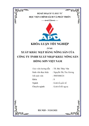 Xuất khẩu nông sản: Luận văn tốt nghiệp Công ty TNHH 