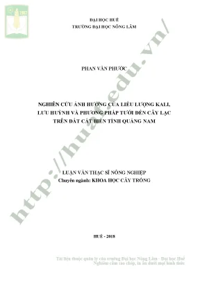 Ảnh hưởng của kali lưu huỳnh và phương pháp tưới đến cây 