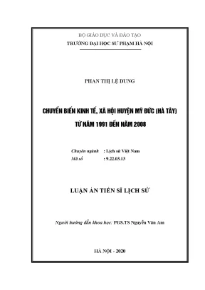 Chuyển Biến Kinh Tế - Xã Hội Huyện Mỹ Đức (1991-2008)