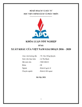 Xuất khẩu Việt Nam giai đoạn 2016-2020: Phân tích và 